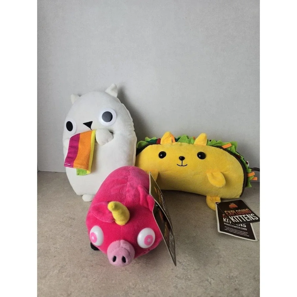 Exploding Kittens Plush Bundle Rainbow Ralphing Cat Tacocat Pig-a-corn NWT